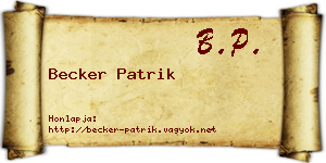 Becker Patrik névjegykártya